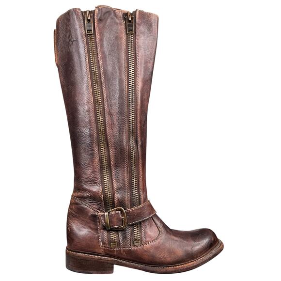BED|STU Shoes - Bed Stu Women’s Tango Brown Distressed Size Zip Riding Boot Size US 7.5